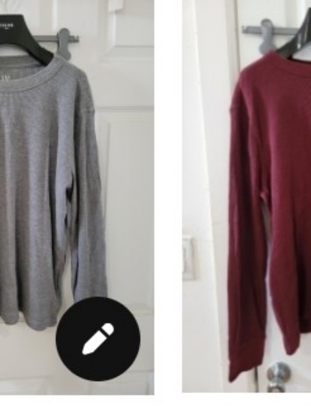 2 GAP Men's Long-Sleeve Waffle Knit Shirt - Light Gray